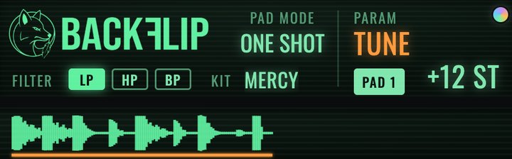 TUNE at plus 12 semitones on the BackFlip screen with the shorter waveform