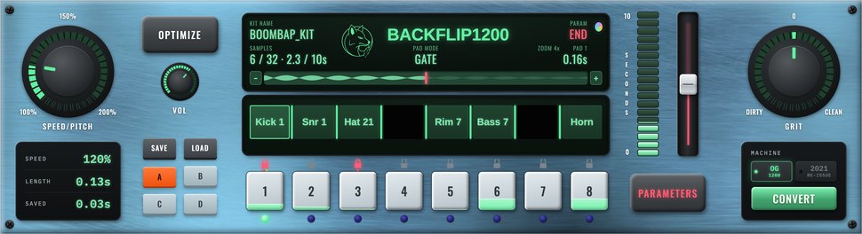 BackFlip 1200 in blue steel with green screens