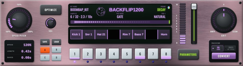 BackFlip 1200 in rose with violet screens