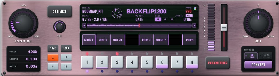 BackFlip 1200 in rose with violet screens