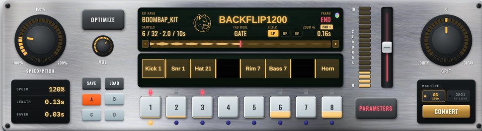 BackFlip 1200 in silver with amber screens